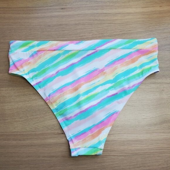 NEW Xhilaration Rainbow High Waist Swimsuit Bottoms - Picture 10 of 11